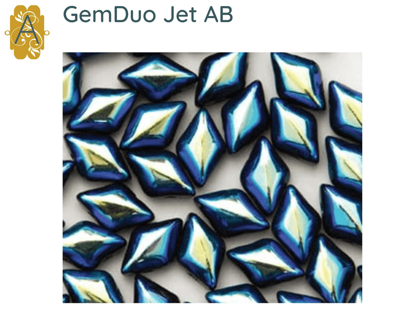 Gemduo Beads by Matubo, Jet & Chrome Collection, 10g - The Argus Collection