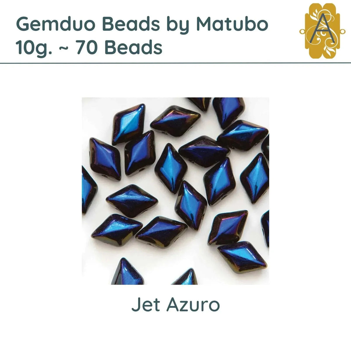 Gemduo Beads by Matubo, 10g., Jet Azuro - The Argus Collection