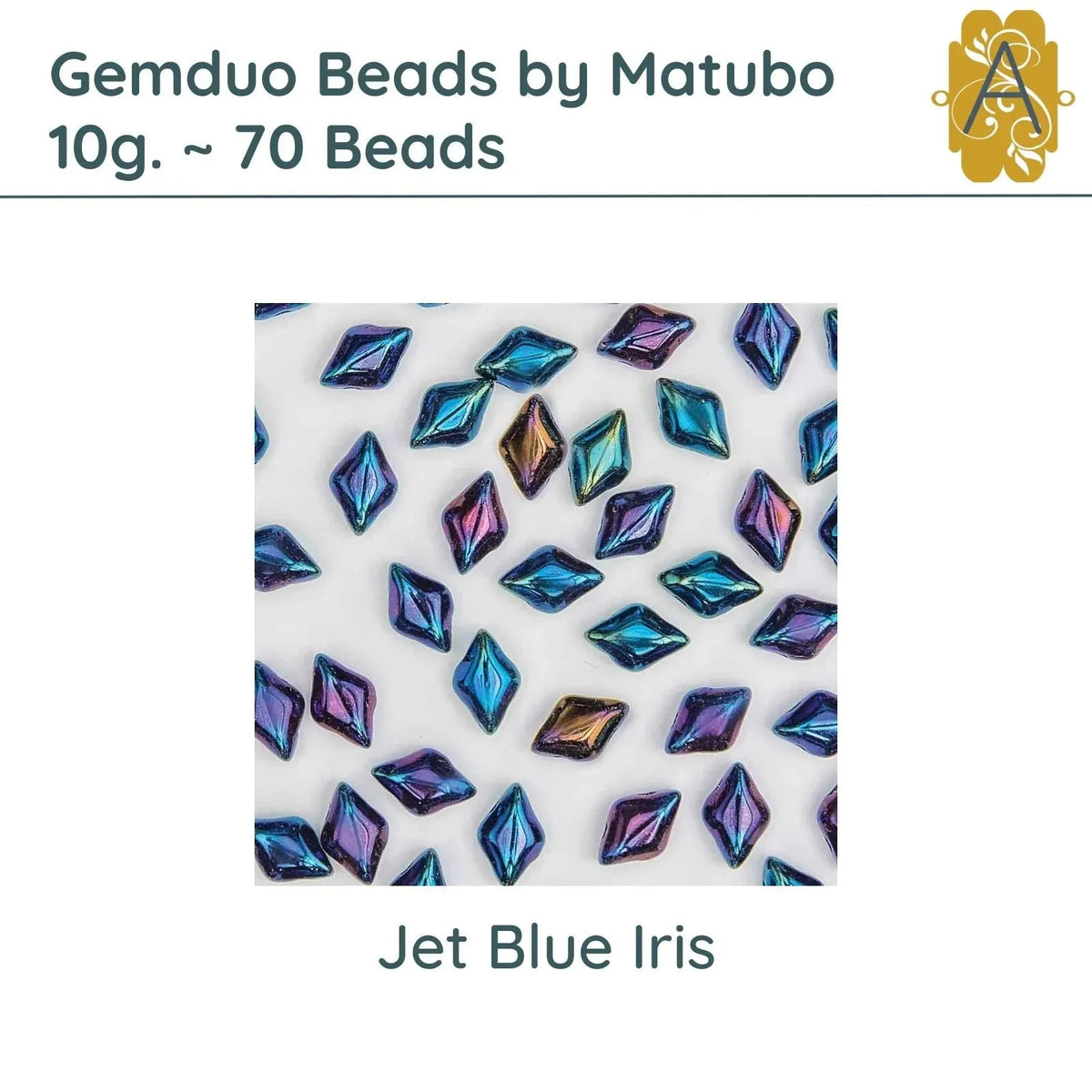 Gemduo Beads by Matubo, 10g., Jet Blue Iris - The Argus Collection