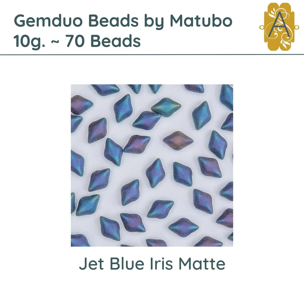 Gemduo Beads by Matubo, 10g., Jet Blue Iris Matte - The Argus Collection