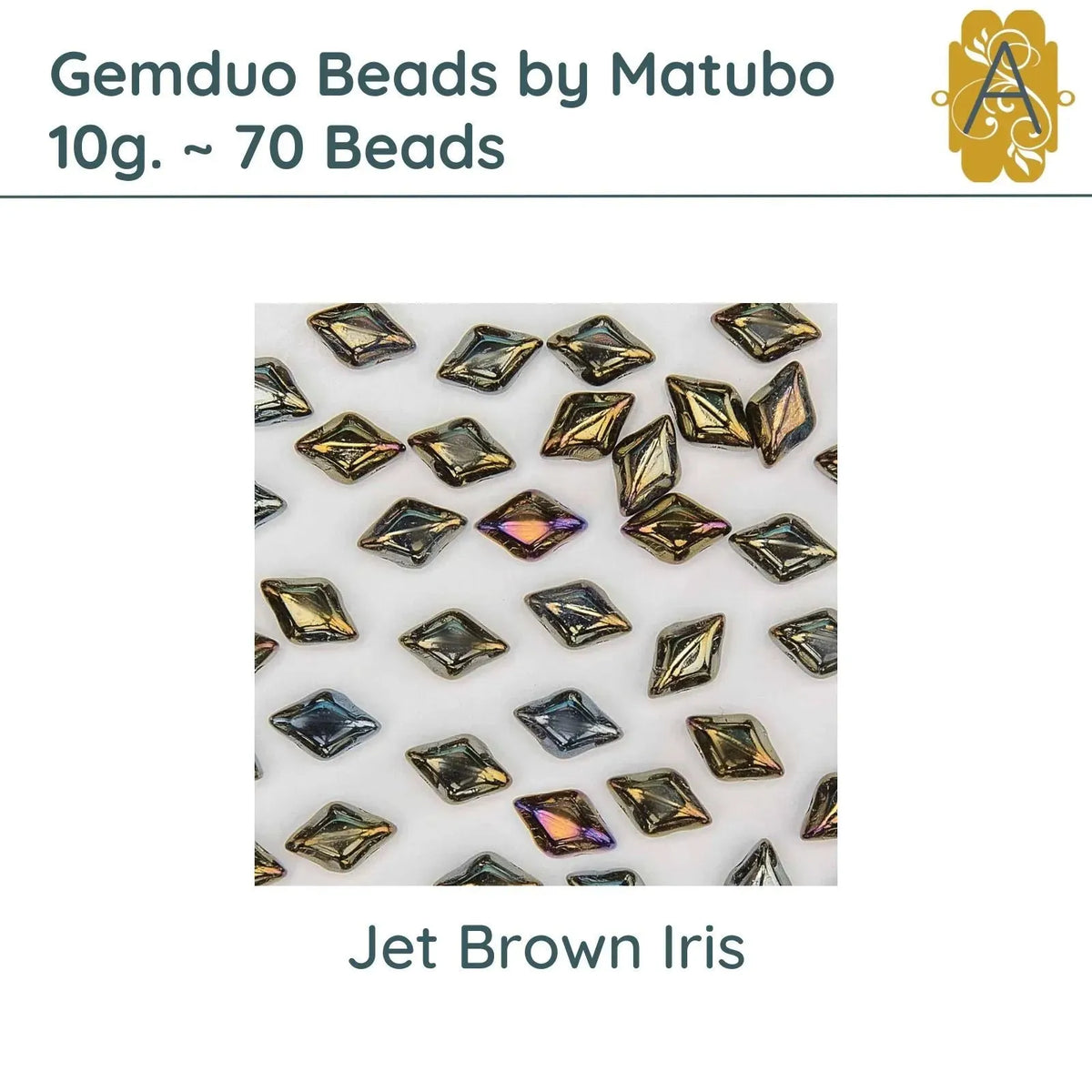 Gemduo Beads by Matubo, 10g., Jet Brown Iris - The Argus Collection