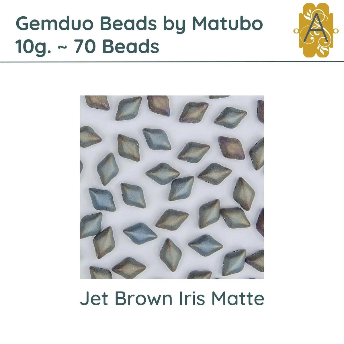 Gemduo Beads by Matubo, 10g., Jet Brown Iris Matte - The Argus Collection