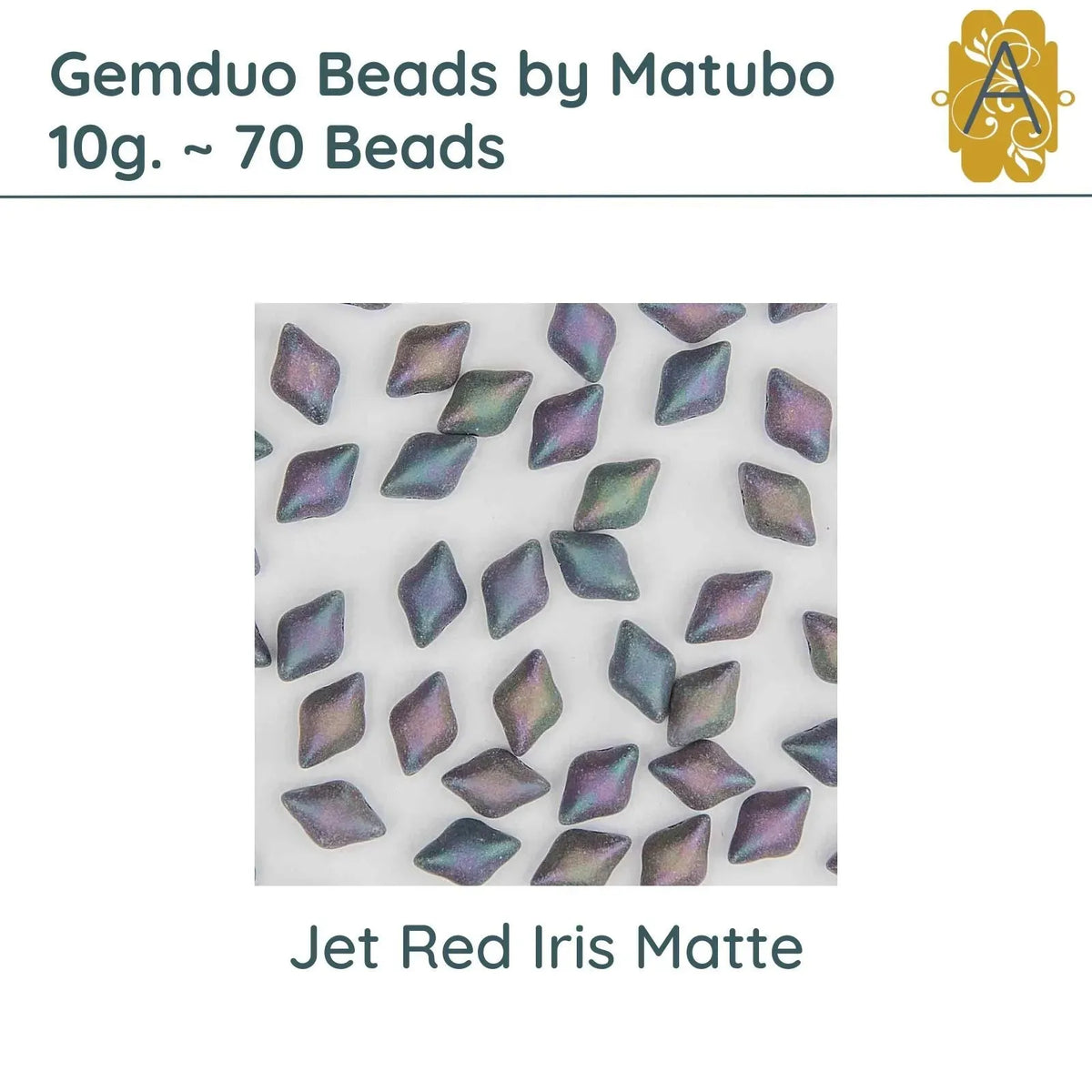 Gemduo Beads by Matubo, 10g., Jet Red Iris Matte - The Argus Collection