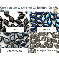 Gemduo Beads by Matubo, Jet & Chrome Collection, 10g - The Argus Collection