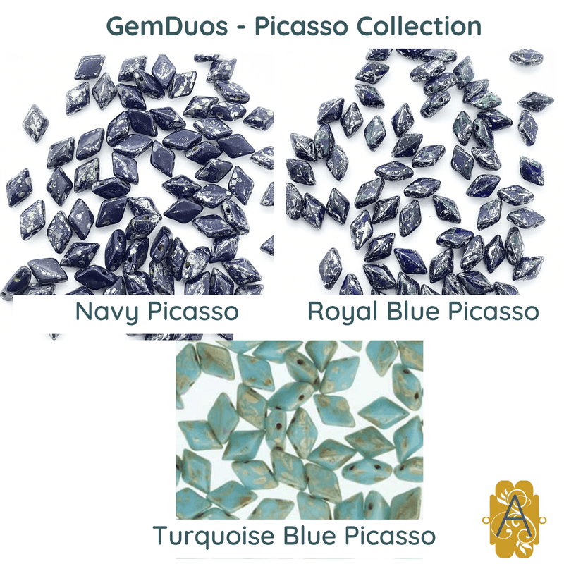 Gemduo Beads by Matubo, Picasso Collection, 10g - The Argus Collection