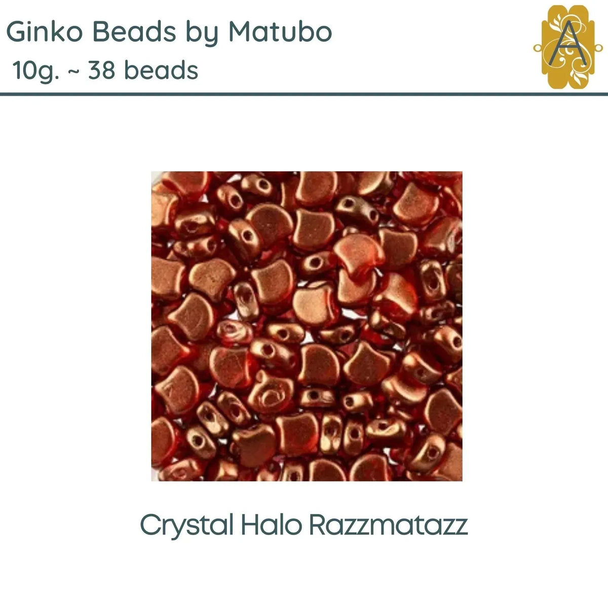 Ginko Beads, 10g., by Matubo, Crystal Halo Razzmatazz - The Argus Collection