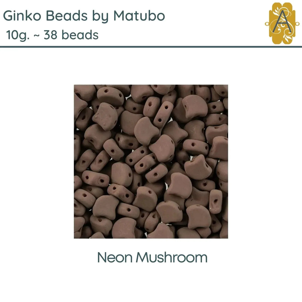 Ginko Beads, 10g. by Matubo, Neon Mushroom - The Argus Collection