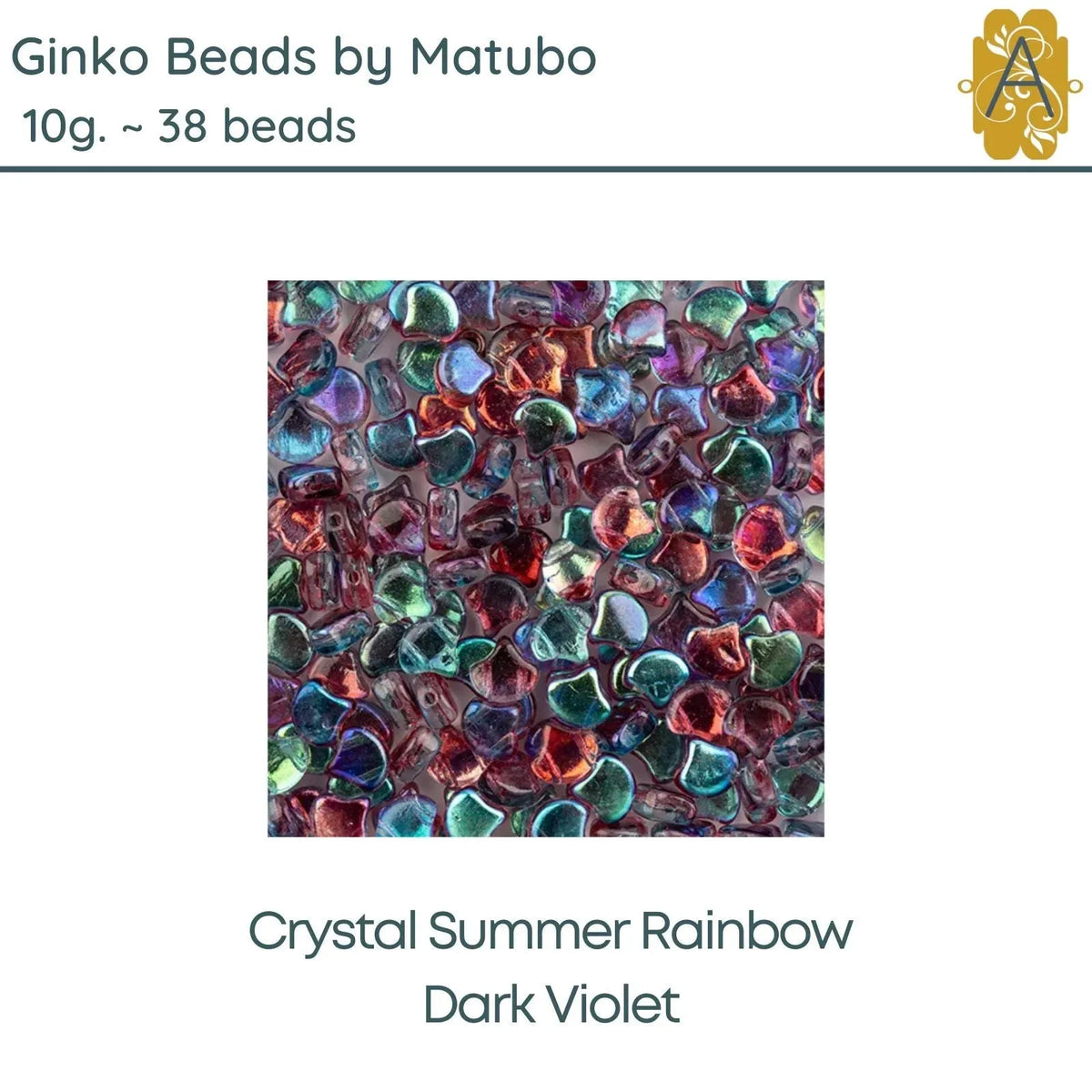 Ginko Beads, 10g. by Matubo, Crystal Summer Rainbow Dark Violet - The Argus Collection