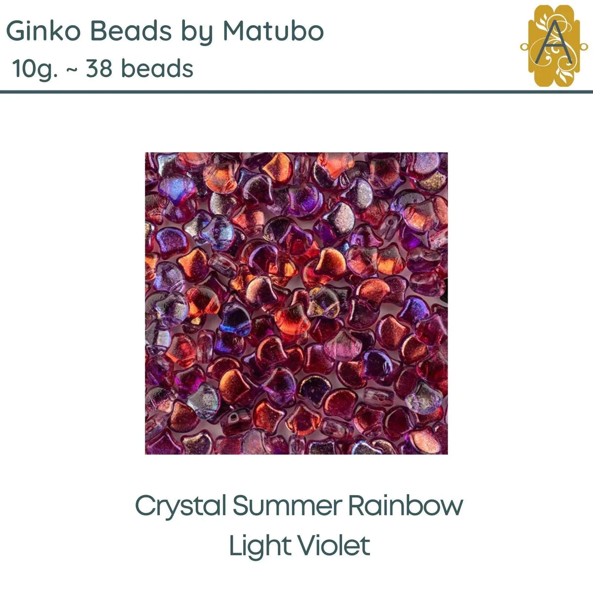 Ginko Beads, 10g. by Matubo, Crystal Summer Rainbow Light Violet - The Argus Collection