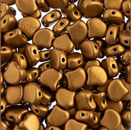 Ginko 2-hole metallic gold beads.