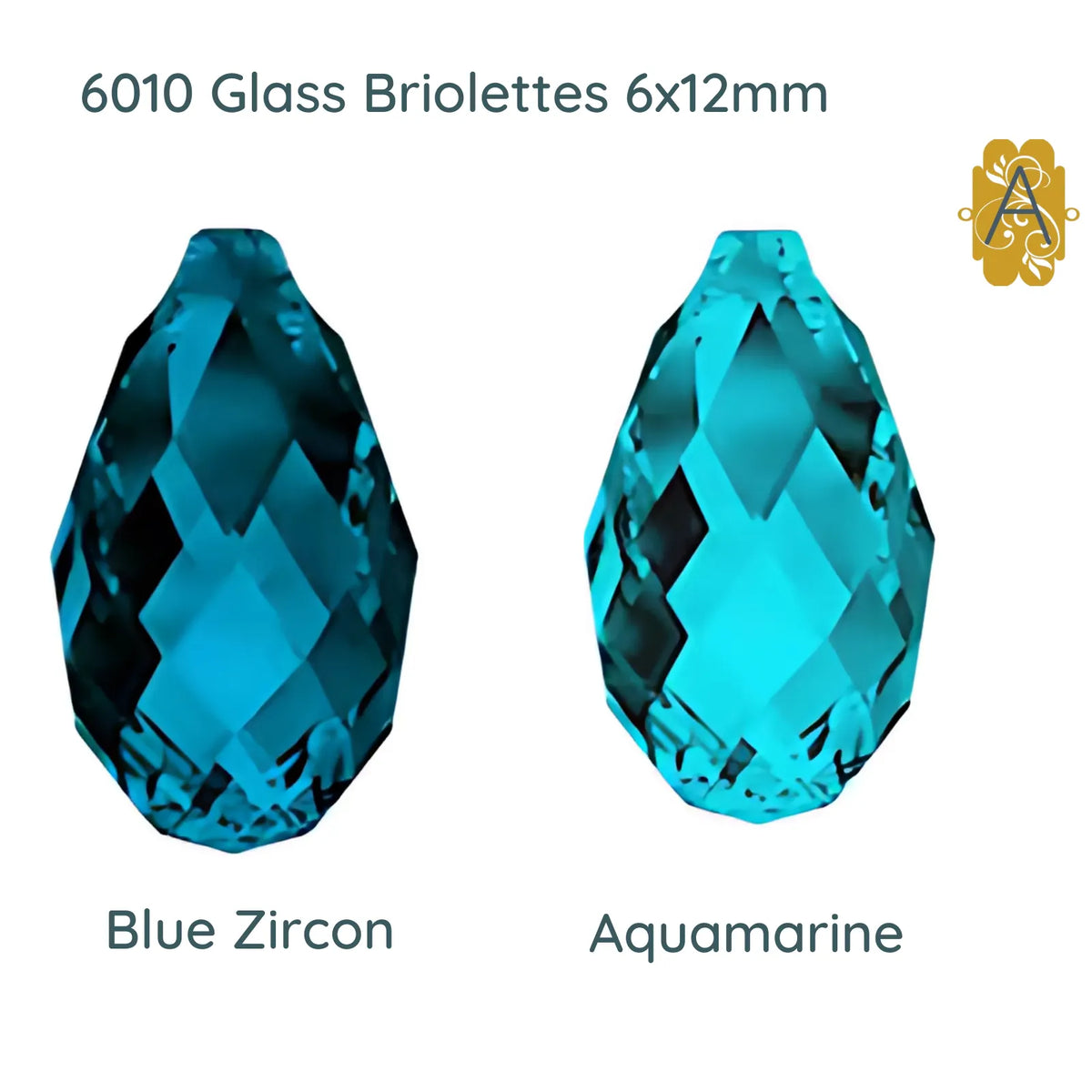 Faceted Glass Briolettes, 6010 Style, Faceted Glass, 6x12mm, 4 Pcs. 14 Colors - The Argus Collection