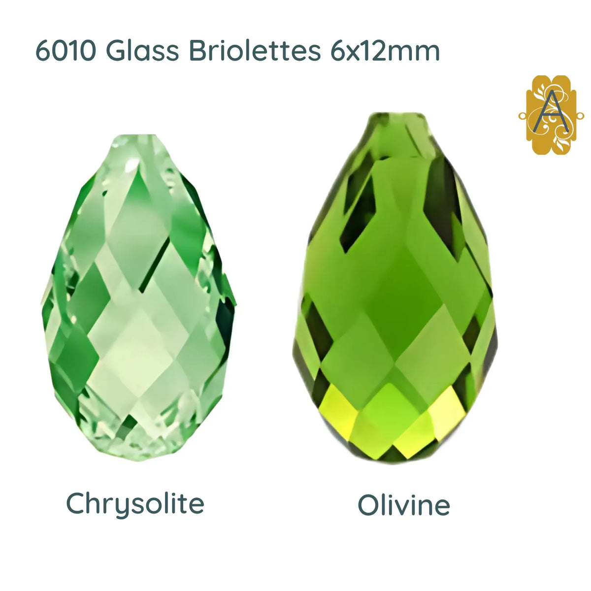 Faceted Glass Briolettes, 6010 Style, Faceted Glass, 6x12mm, 4 Pcs. 14 Colors - The Argus Collection