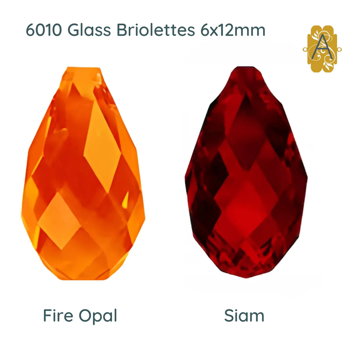 Faceted Glass Briolettes, 6010 Style, Faceted Glass, 6x12mm, 4 Pcs. 14 Colors - The Argus Collection