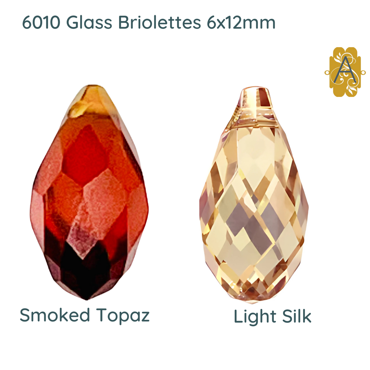 Faceted Glass Briolettes, 6010 Style, Faceted Glass, 6x12mm, 4 Pcs. 14 Colors - The Argus Collection