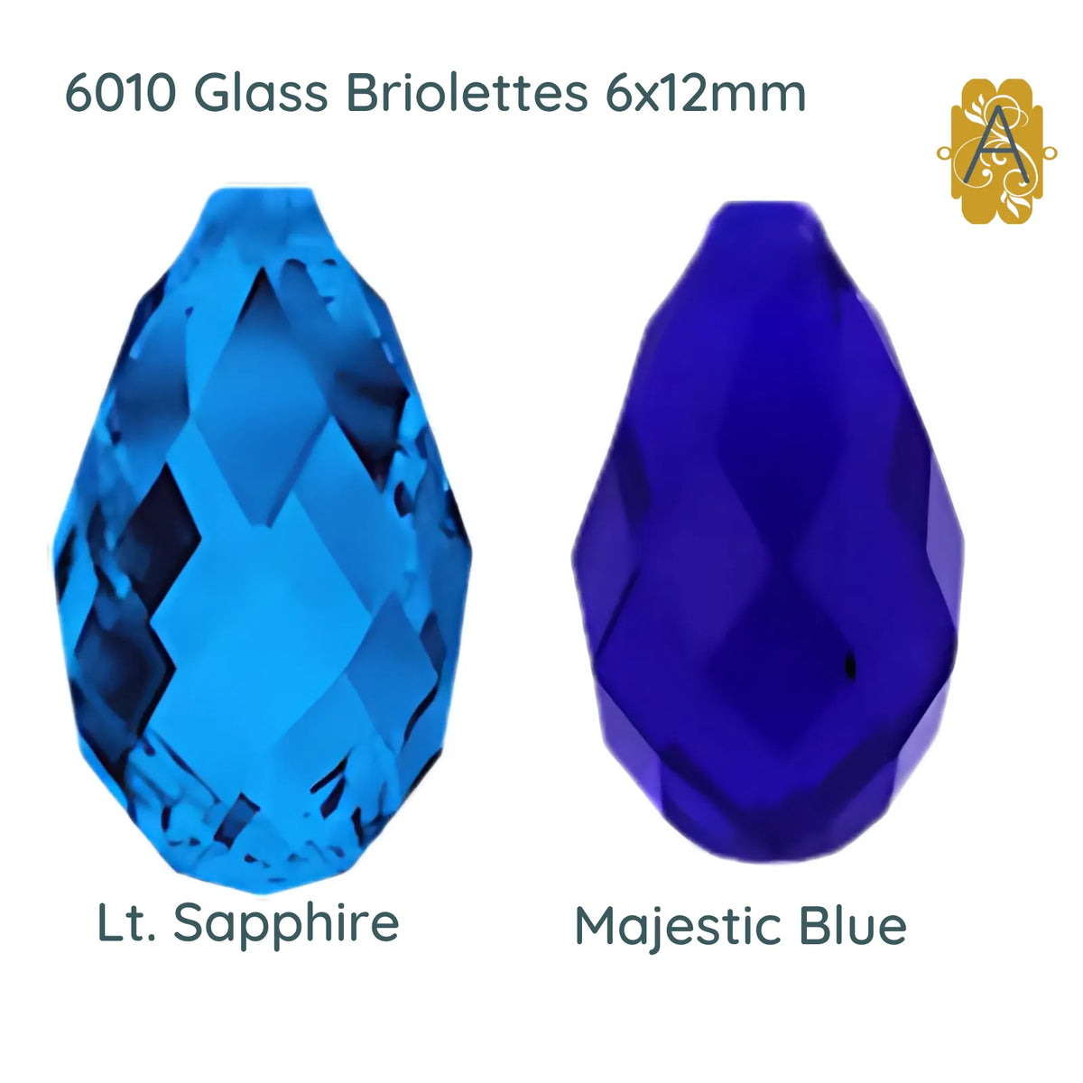 Faceted Glass Briolettes, 6010 Style, Faceted Glass, 6x12mm, 4 Pcs. 14 Colors - The Argus Collection