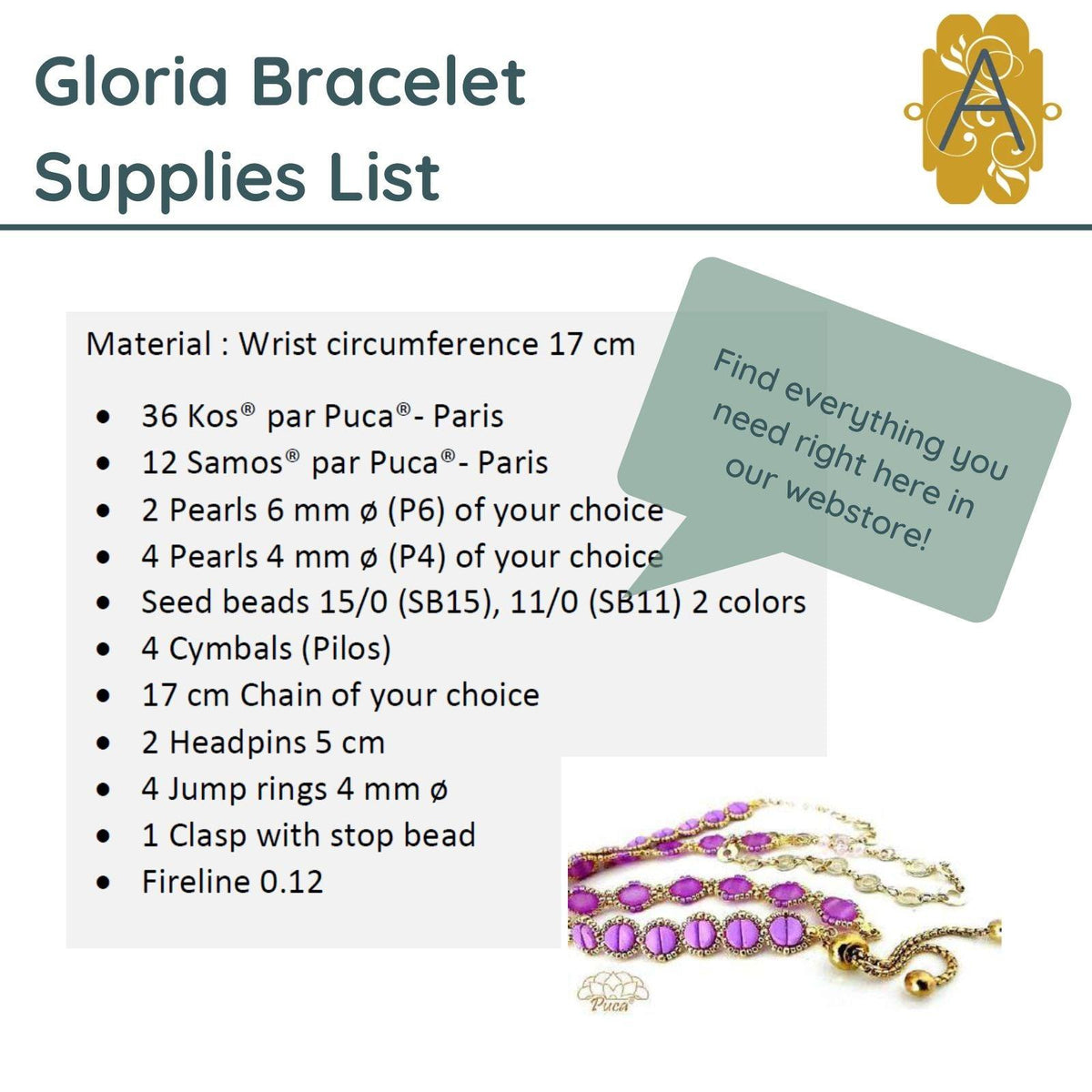 Gloria Bracelet Pattern Par Puca - The Argus Collection