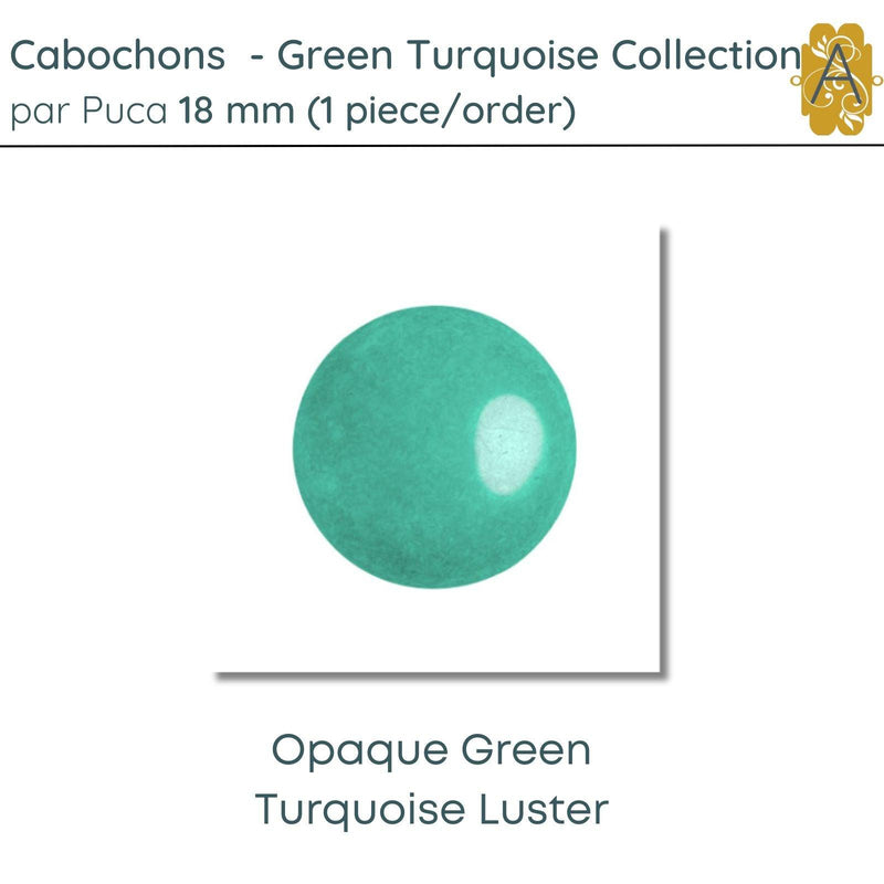 Cabochon par Puca, 18mm, Green Turquoise, 3 Finishes - The Argus Collection