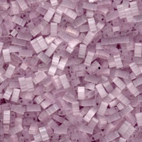 Close-up of translucent light purple rectangular seed beads with two holes