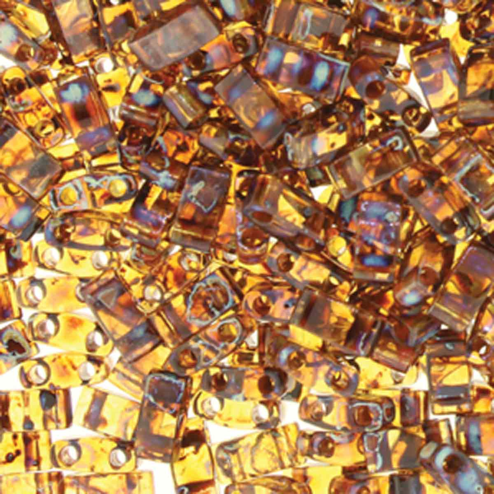 Miyuki Half Tila, HTL-4502, Dark Amber Transparent Picasso 5g