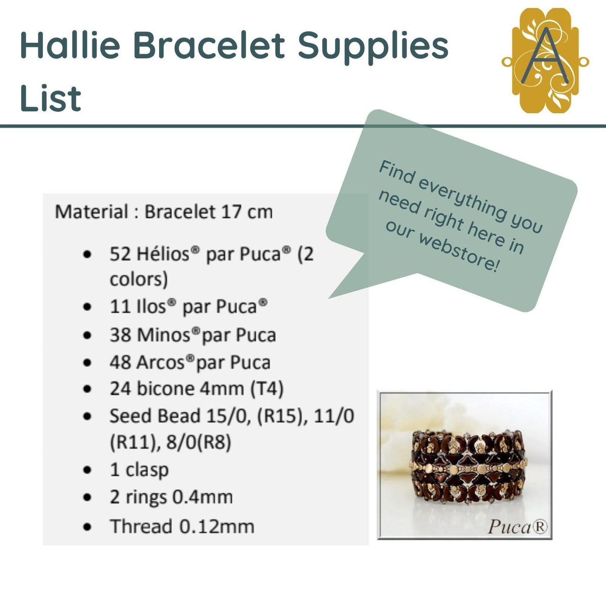 Hallie Bracelet Pattern par Puca - The Argus Collection