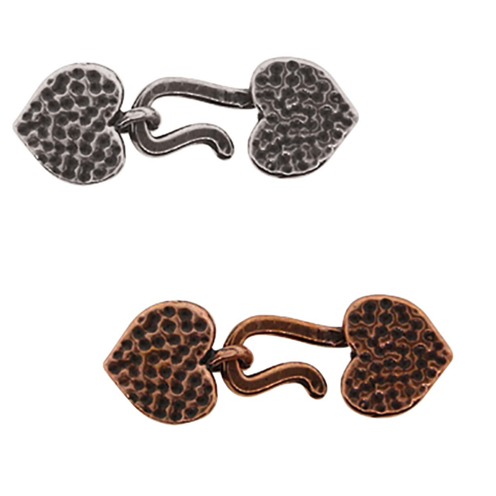 Hammered Heart Hook & Eye, Crimp End & Clasp