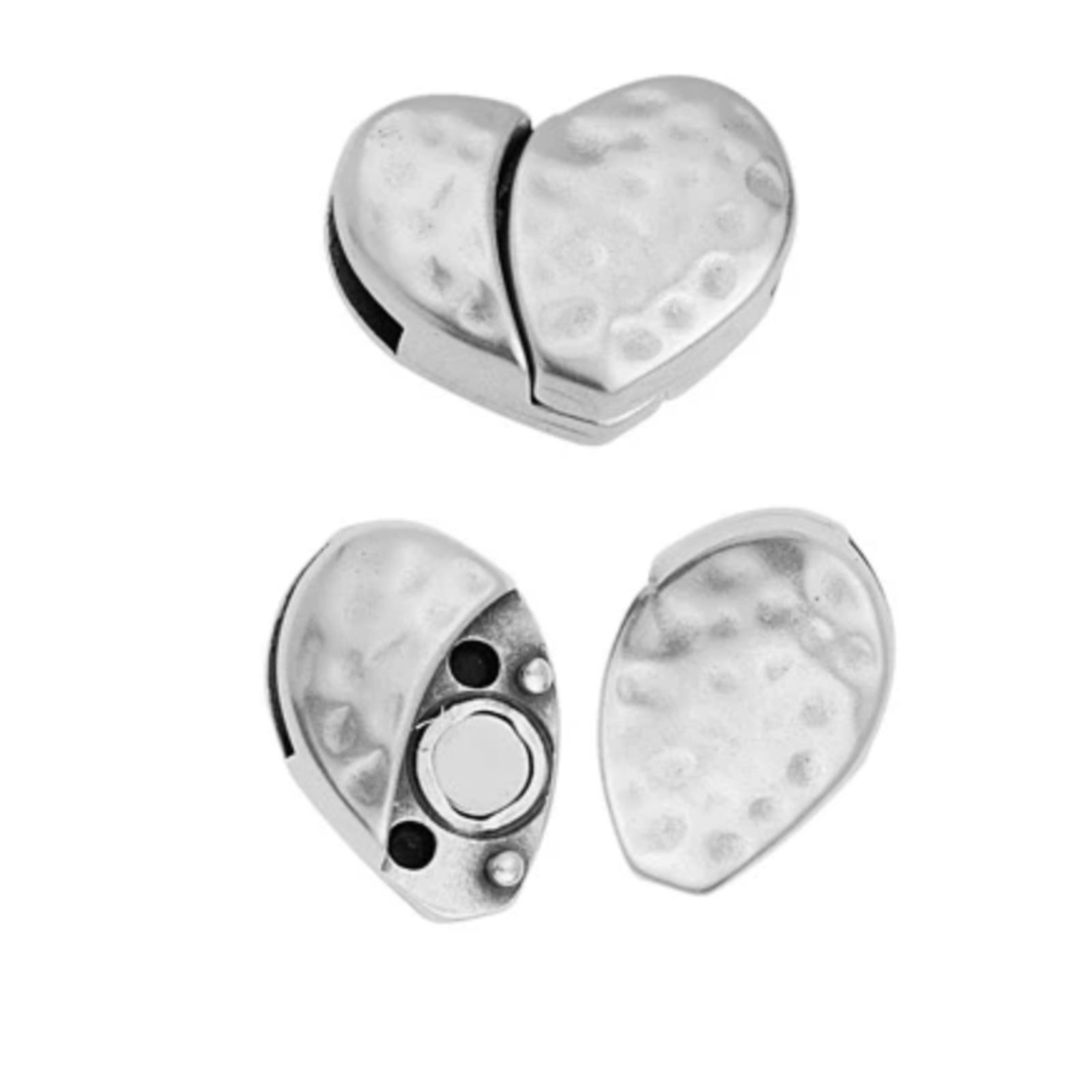 Hammered Heart Clasp, for 10mm Flat Leather or Cork