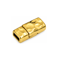 24K gold plated hammered magnetic clasp for 5mm flat leather and cork bracelets, made in Greece.