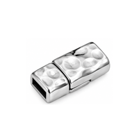 Antique silver hammered magnetic clasp for 5mm flat leather and cork bracelets, made in Greece.