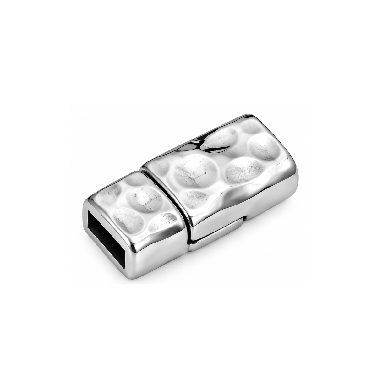 Antique silver hammered magnetic clasp for 5mm flat leather and cork bracelets, made in Greece.