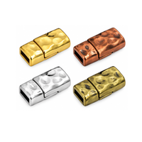 Hammered magnetic clasps for 5mm flat leather and cork in 24K gold plate, antique copper, antique silver and antique brass finishes.