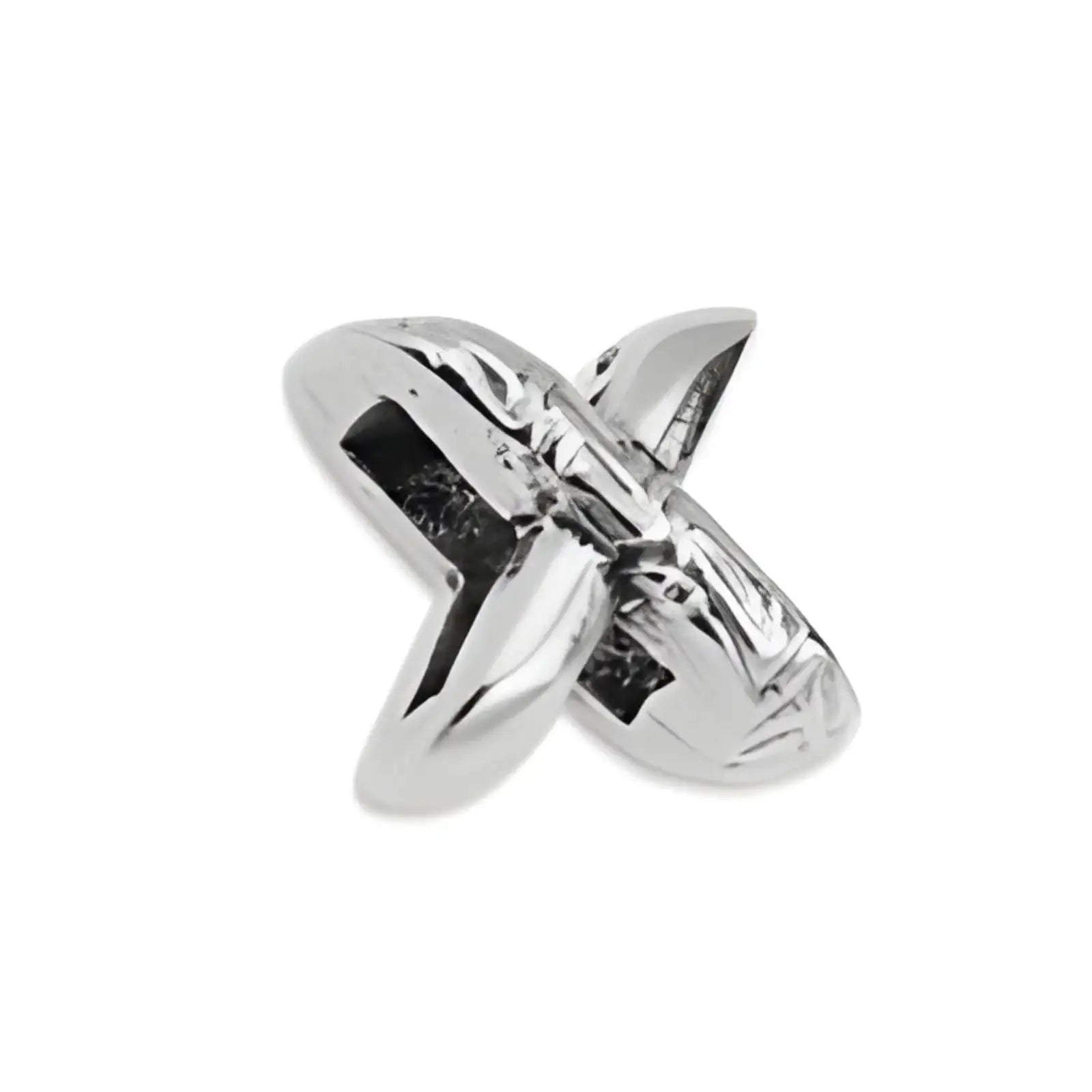 Hammered X Slider for 5mm Flat Leather or Cork , Antique Silver - The Argus Collection