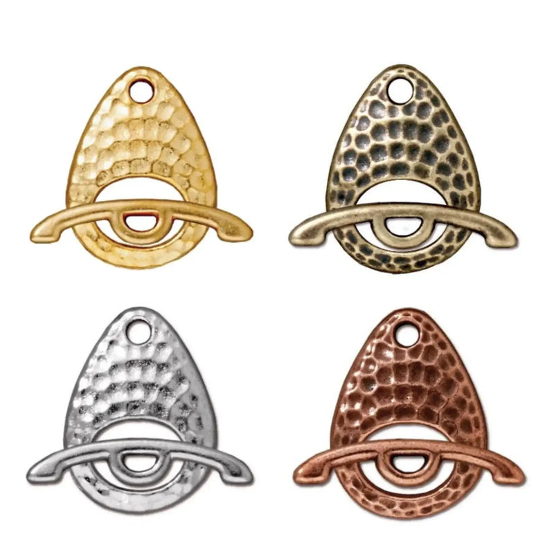 Tierracast, Hammertone Ellipse Clasp - Tierracast, Hammertone Ellipse Clasp - Antique Brass , The Argus Collection