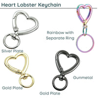 Heart Lobster Clasp Keychain or Lanyard Closure, 4 Finishes - The Argus Collection