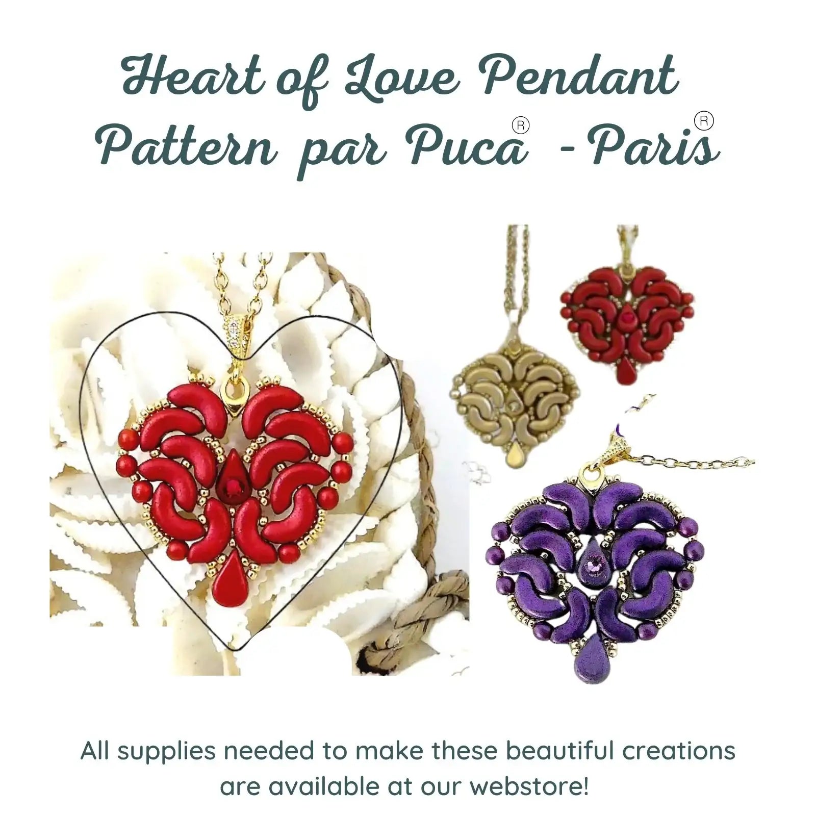 Heart of Love Pendant Pattern par Puca - The Argus Collection