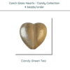 Czech Glass Hearts, includes 4 pieces in a Candy Green Tea color - The Argus Collection