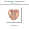 Czech Glass Hearts includes 4 pieces in a Candy Peach color - The Argus Collection