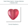 Czech Glass Hearts includes 4 pieces in a Candy Raspberry color - The Argus Collection