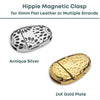 Hippie Oval Magnetic Clasp, for 10mm Flat Leather, Antique Gold & Antique Silver - The Argus Collection