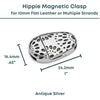 Hippie Oval Magnetic Clasp, for 10mm Flat Leather, Antique Gold & Antique Silver - The Argus Collection