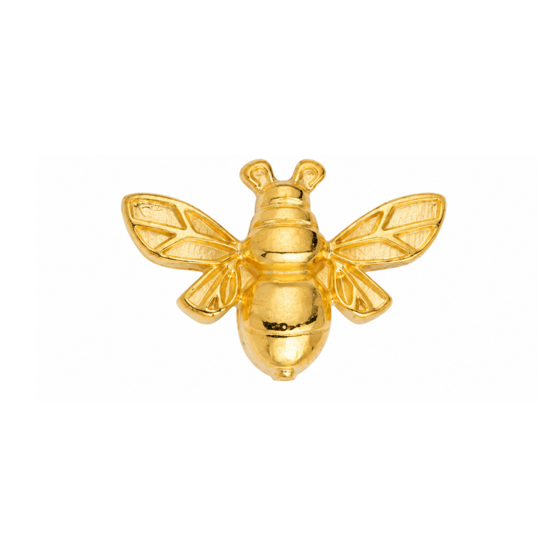24K Gold Plate bee slider for 5mm flat leather, cork and jewelry making.