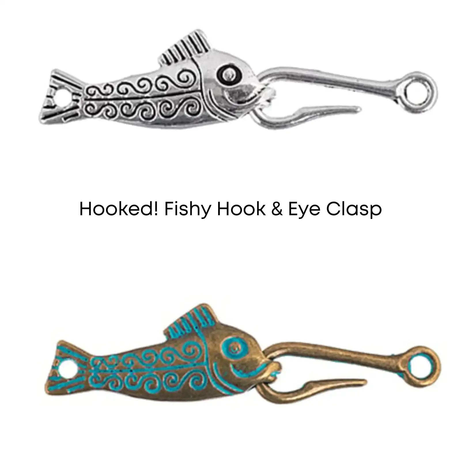 Hooked! Fishy Hook & Eye Clasp - Hooked! Fishy Hook & Eye Clasp - Antique Silver , The Argus Collection