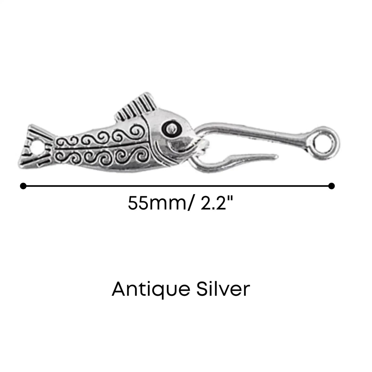 Hooked! Fishy Hook & Eye Clasp - Hooked! Fishy Hook & Eye Clasp - Antique Silver , The Argus Collection