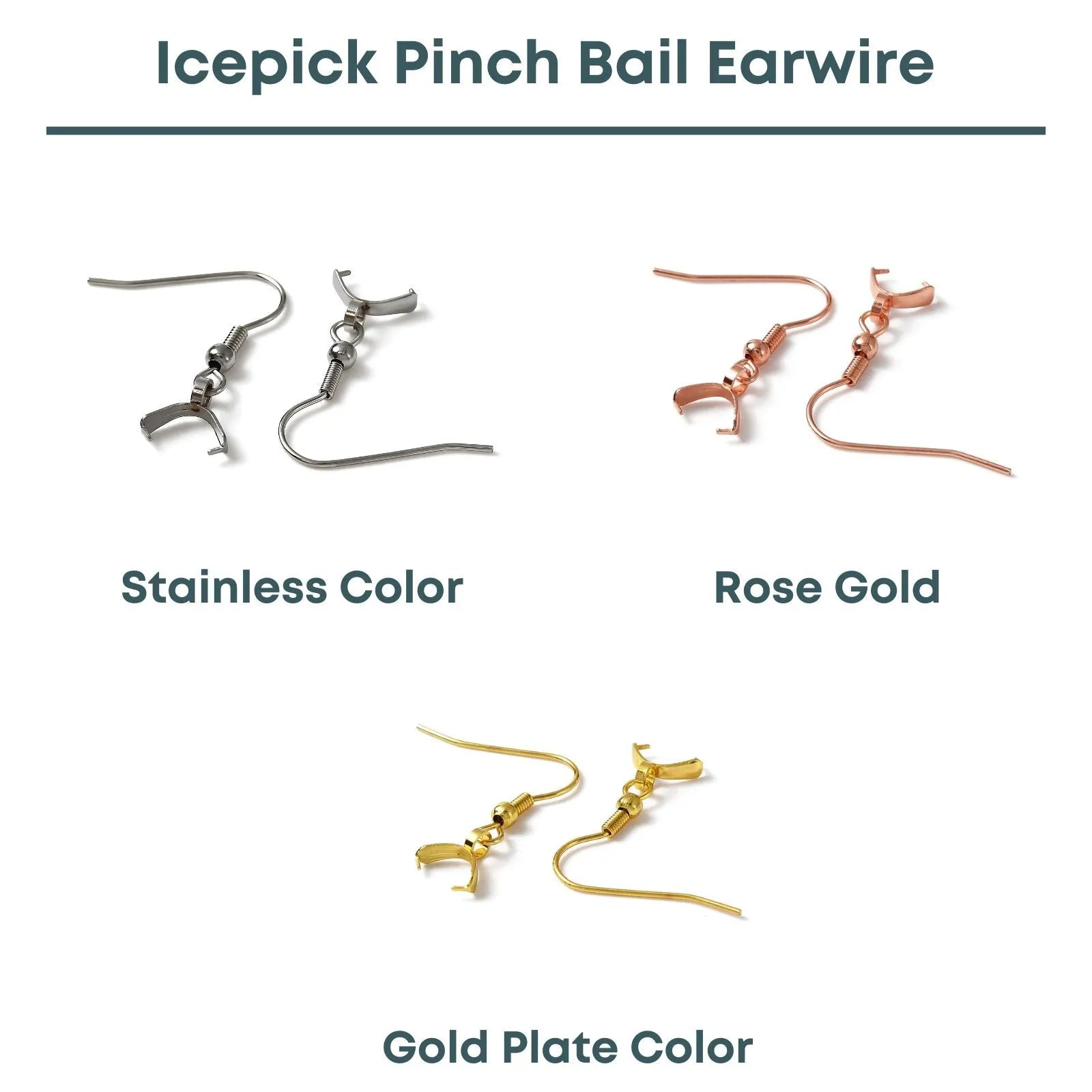 Ice Pick Pinch Bail Earwires, 2 Pair - The Argus Collection
