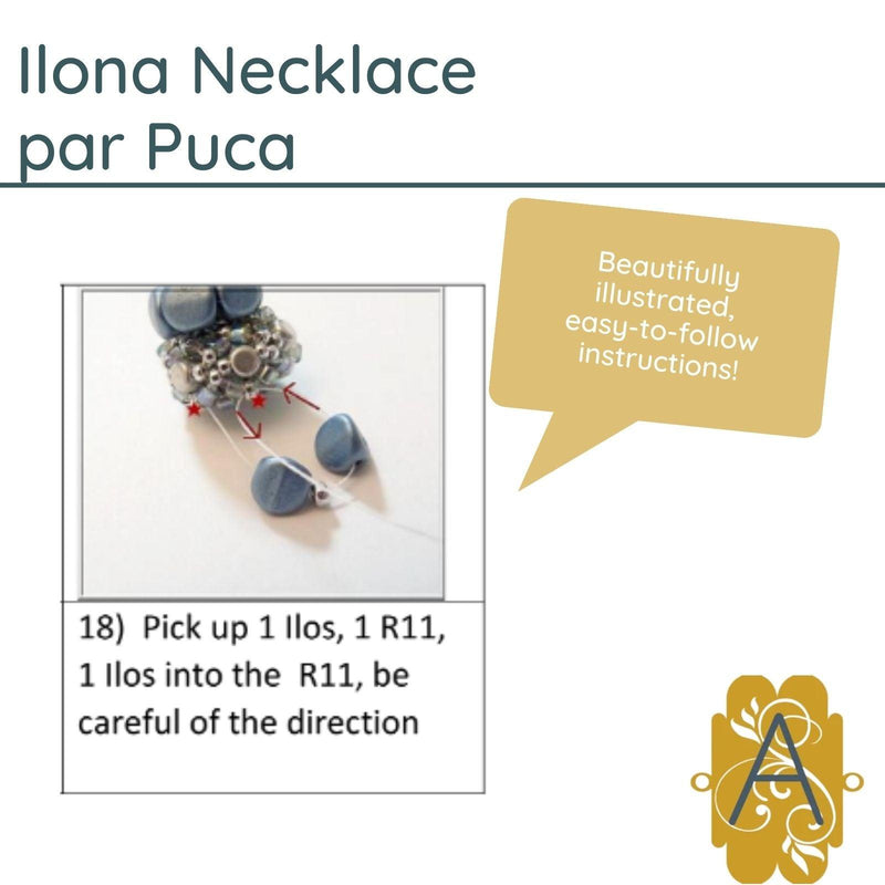 Ilona Necklace, Beaded Bead and Earrings Pattern par Puca - The Argus Collection