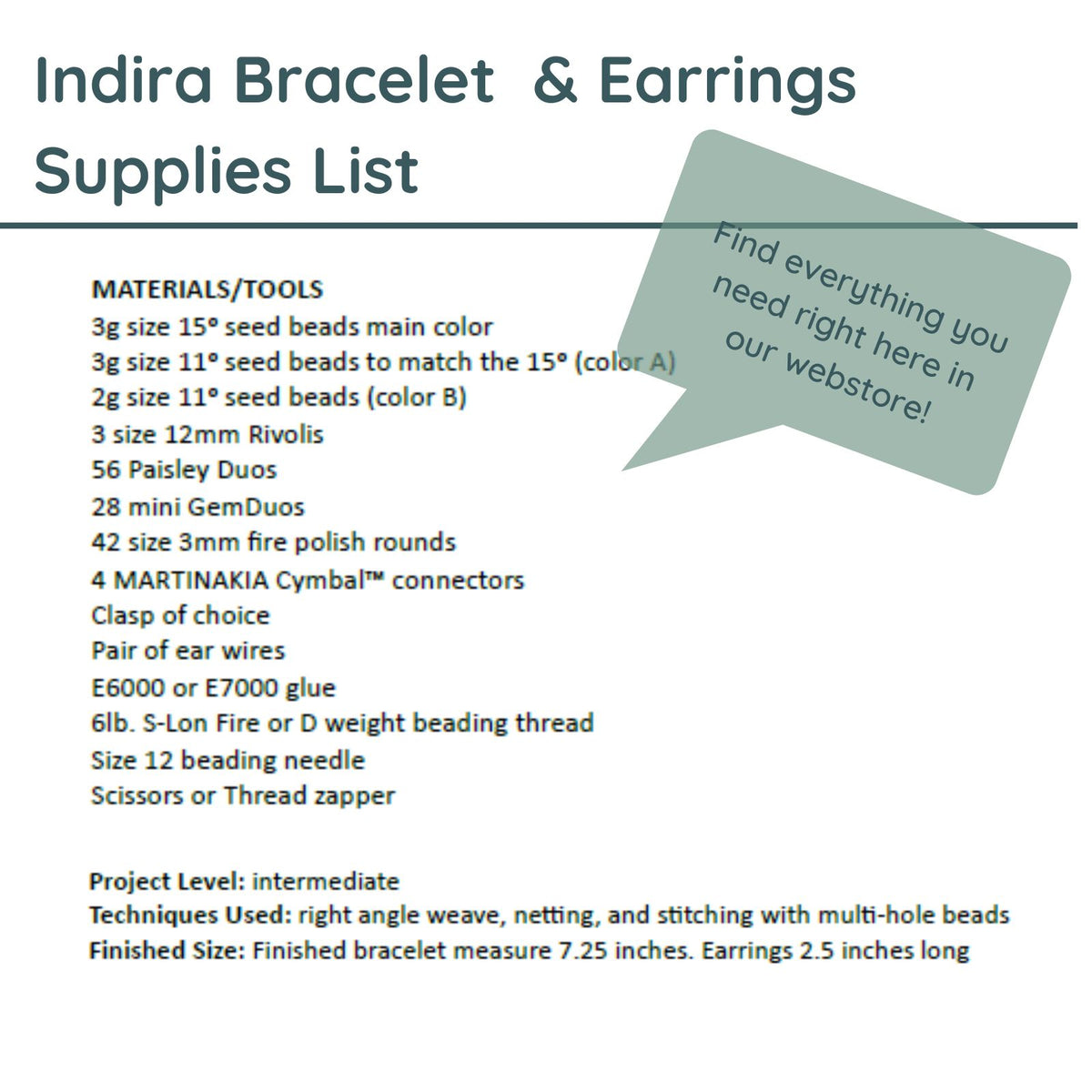 Indira Bracelet & Earrings Pattern by Rangashrii Santhanam - Indira Bracelet & Earrings Pattern by Rangashrii Santhanam - Default Title , The Argus Collection