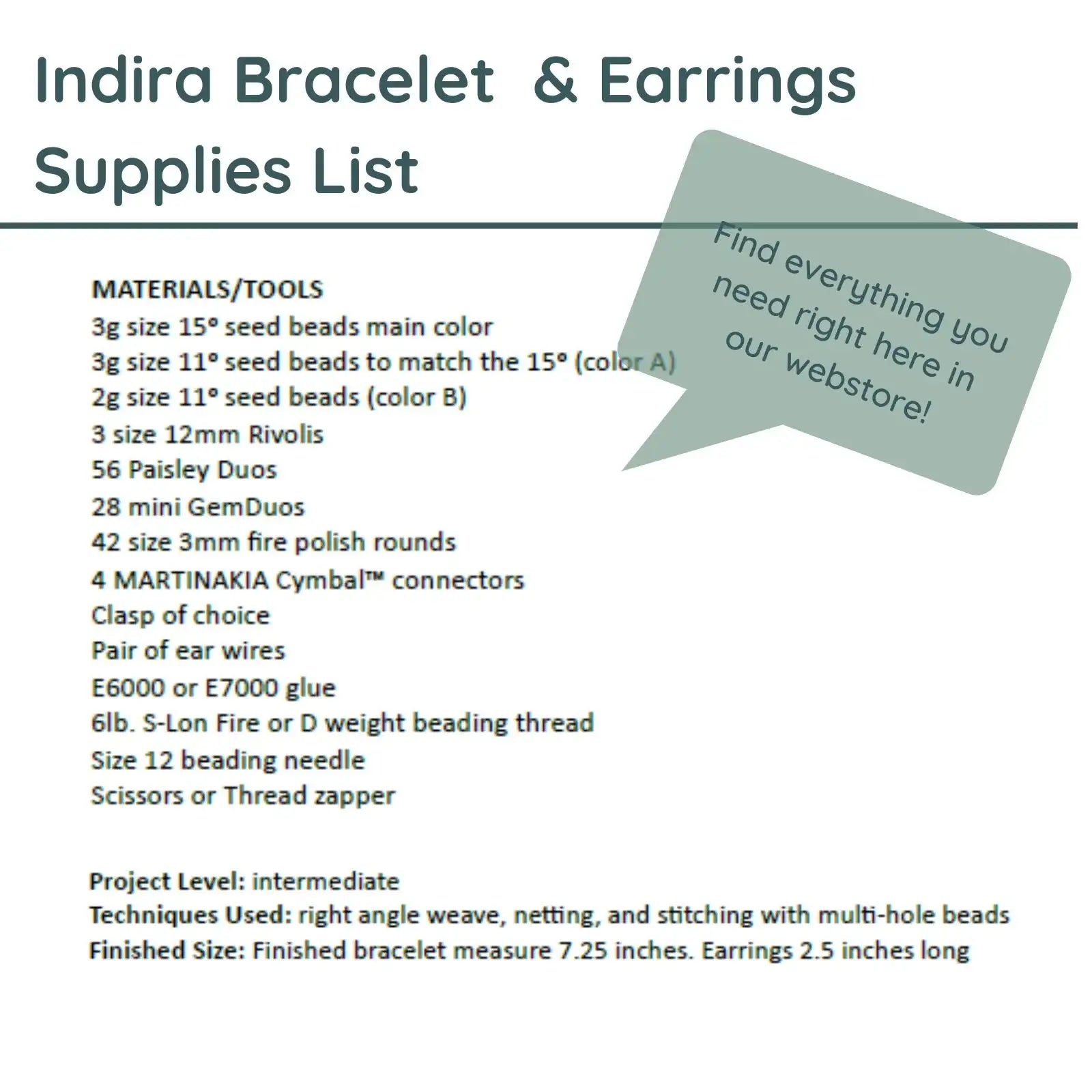Indira Bracelet & Earrings Pattern by Rangashrii Santhanam - Indira Bracelet & Earrings Pattern by Rangashrii Santhanam - Default Title , The Argus Collection
