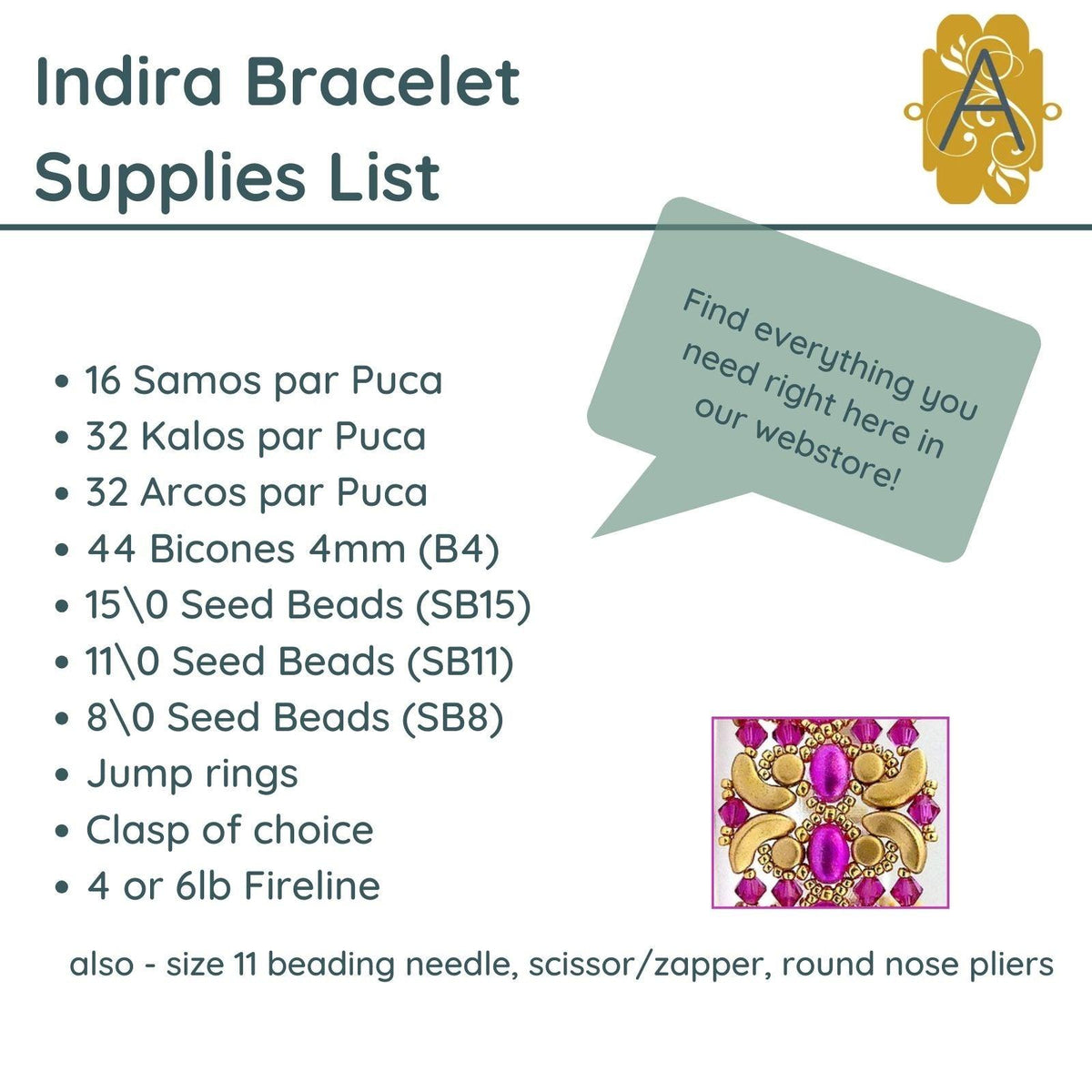 Indira Bracelet Pattern par Puca - The Argus Collection