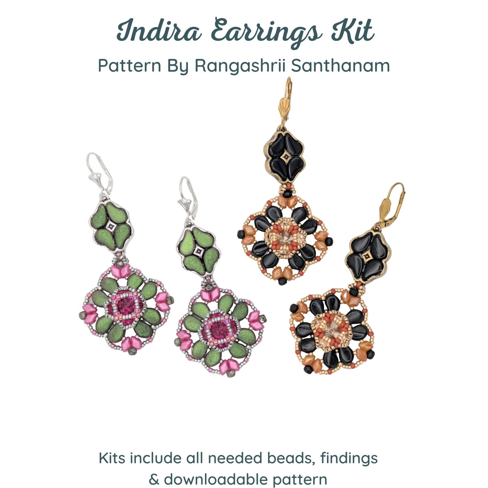 Indira Earrings Bead Kits, 2 Colors