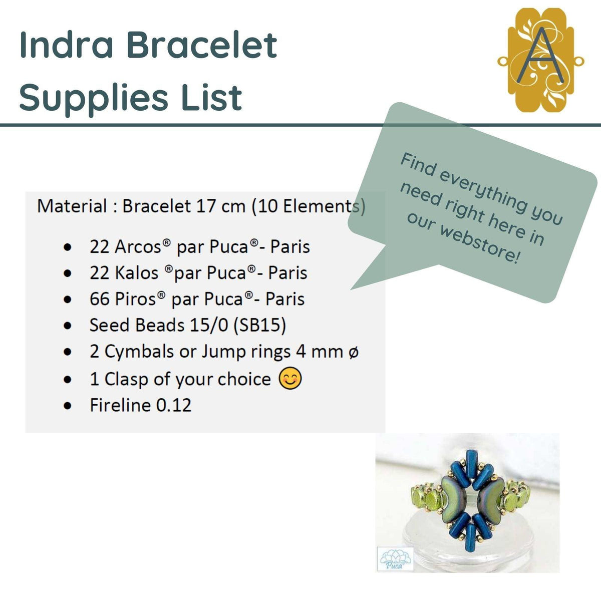 Indra Bracelet & Ring Pattern par Puca - The Argus Collection