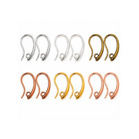 Ear wires in six metallic finishes including silver, sterling silver plated, antique gold, antique copper, gold and rose gold on a white background